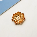Detailed macro view of a golden lotus petal jewelry charm with a central threading hole - Multi-layer Lotus Petal Style (10# No Hook)