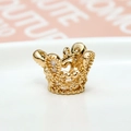 Macro detail of golden crown charm with hollow heart patterns and sparkling zircons - Crown Style 02 (With Rhinestones)