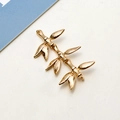 Detailed view of a golden bamboo branch charm with six leaves for DIY jewelry making - Six-Leaf Stretching Bamboo Branch Pendant (08#)