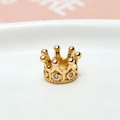 Detailed view of a gold-plated crown pendant with sparkling white cubic zirconia stones - Crown Style 03 No Loop (With Rhinestones)