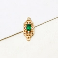Detail of gold plated rectangular green zircon pendant connector for DIY jewelry - Rectangular (7*18mm) / 01# Green