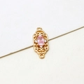 Close-up of gold-plated vintage hollow rectangular pendant with pink zircon stone - Rectangular (7*18mm) / 01#Pink