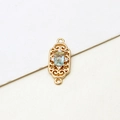 Macro view of gold-plated rectangular blue zircon connector for DIY jewelry - Rectangular (7*18mm) / 01#Light Blue