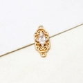 Macro view of gold-plated rectangular pendant with zircon inlay and hollow details - Rectangular (7*18mm) / 01# White