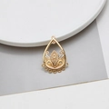 Detailed macro shot of vintage gold filigree teardrop pendant for jewelry DIY projects - Water Drop Floral Style (02#)