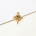 Macro view of gold-plated rhombic pendant connector with green zircon for DIY jewelry making - Clover Flower Hollow Style (02#) / 02# Green