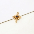 Close-up of gold-plated cross pendant with micro-set blue zircon for DIY jewelry making - Flower (10*15mm) / 02# Dark Blue
