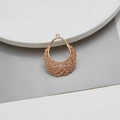 Detailed close-up of golden hollow filigree half-moon jewelry pendant with vintage floral pattern - Crescent Hollow Style (01#)