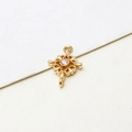 Macro shot of gold-plated rectangular filigree pendant with centered zircon for jewelry DIY - Flower (10*15mm) / 02#White