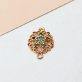 Detail von rundem Gold-Filigran-Anhänger mit bunten Zirkonien und zwei Aufhängeschleifen - Nr.02