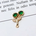 Macro detail of rose gold floral pendant with green zircon gemstones for DIY jewelry - Flower Shape / 01# Green