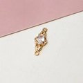 Detail of gold-plated jewelry connector with oval zircon and hollow filigree pattern - Hollow Vine Oval Style / 01# White