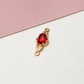 Detail of gold-plated scrollwork connector with red oval zircon for DIY jewelry making - Hollow Vine Oval Style / 01#Red