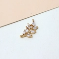 Macro view of gold-plated leaf connector with zircon stones for DIY jewelry making - Minimum 100 Pieces Price / 04#White