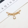 Detail of gold plated brass pendant with pave cubic zirconia for DIY jewelry making - Style 01 (Multi-hole)