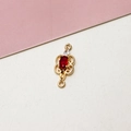 Detail of gold-plated jewelry connector with red gemstone and hollow floral pattern - 02#Red