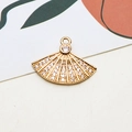 Close-up of fan-shaped gold-plated pendant with micro-pave cubic zirconia inlay detail - Minimum 10 Pcs / No.01