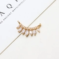 Detailed view of gold-plated curved pendant with marquise-cut zircon tassels and micro-pave - Style 05 (Dual-hang)
