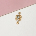 Macro view of gold-plated zircon connector with light blue oval stone and scrollwork - Gift Box Shape Sky Blue