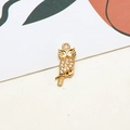 Golden owl pendant with white micro-pave zircons for DIY jewelry making - Standing Owl (01#)