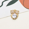 Gold-plated owl pendant featuring micro-pave cubic zirconia and a pear-cut centerpiece - Water-drop Owl (02#)