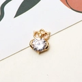 Golden owl pendant with large round zircon inlay for DIY jewelry necklace making - Round Zircon Owl (03#)
