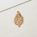 Macro detail of gold-plated leaf-shaped connector with micro-pave cubic zirconia stones - Style 03# Leaf (Dual Hooks)