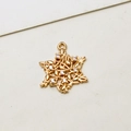 Detail of gold hexagram star pendant with white zircon inlays and leaf pattern textures - Style 04# Small Star