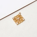 Close-up of vintage hollow rhombus pendant with gold plating and white zircons - 01# White
