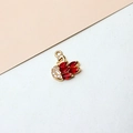 Macro shot of gold-plated swan pendant with red marquise gems and white zircon inlay - Swan Style (03# Red)