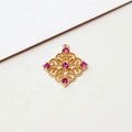 Detail of hollow rhombus gold pendant with pink zircons and vintage palace style craft - 01# Rose Red