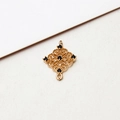 Macro shot of gold filigree square jewelry connector with five black gemstones - 02# Black