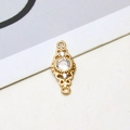 Macro detail of vintage hollow oval gold connector with sparkling zircon stones - Oval Hollow Style (01#) / White