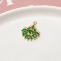 Macro detail of fan-shaped gold pendant with green marquise stones for DIY jewelry - Style 01 / 01# Green