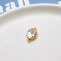Close-up of golden crown-style connector with oval zircon for DIY jewelry making - Style 03 Double Hole