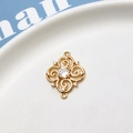 Macro shot of gold-plated baroque style cubic zirconia connector for DIY jewelry making - Style 05 Double Hole