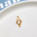 Close-up of gold-plated teardrop zircon pendant connector for DIY jewelry making - Style 06 Double Hole