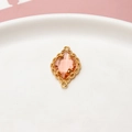 Detalle de marco de encaje dorado con cristal de vidrio en forma de rombo naranja para joyería - Rojo Agua