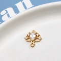 Macro shot of gold-plated crown pendant with cubic zirconia for DIY jewelry making - Style 09 Double Hole