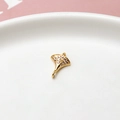 Detail of gold-plated fan-shaped connector with micro-paved zircons for jewelry making - Standard Price / Double Loop Fan