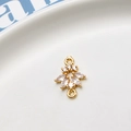 Macro detail of gold plated marquise zircon pendant connector for DIY jewelry making - Style 11 Double Hole