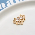 Macro shot of gold-plated crown pendant with cubic zirconia for DIY jewelry making - Style 12 Double Hanging