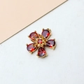 Détail de breloque fleur avec zircons rouges et sertissage doré pour création DIY - Forme de fleur à cinq pétales / 01# Rouge Vin