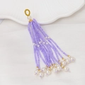 Elegante colgante de borla de cuentas púrpuras con perlas blancas y detalles dorados DIY - Violeta Claro