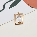 Macro view of a gold rectangular zircon pendant for DIY jewelry making and crafting - Rectangular Style (02#)