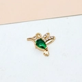 Detailed view of hummingbird pendant in gold-plated brass with green zircon and micro-inlay - Bird Green
