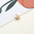 Detailed view of micro-pave zircon flower pendant with rectangular crystals and gold plating - Six-petal Flower Style (11#)