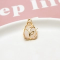 Macro detail of a rose pendant with gold plating, opal drop stone and sparkling crystals - Rose Flower Style (01#) / Minimum Order of 50 Pieces / Cream