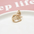 Detailed close-up of a golden swan pendant with micro-pave zircon and a large teardrop stone - Swan Style (03#) / Minimum Order of 50 Pieces / Clear White