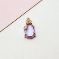 Detail of purple teardrop crystal pendant with gold flower frame for DIY jewelry - 8*17MM / Light Purple